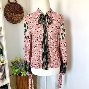 Anthropologie Bl^nk London Floral Peasant Top Blouse XS